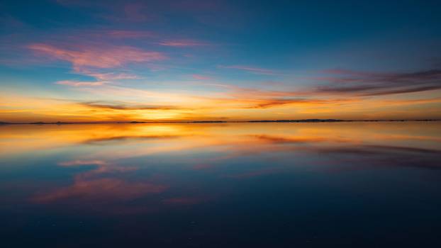 Sunrise Over Uyuni Salt Flats in Bolivia, South America.