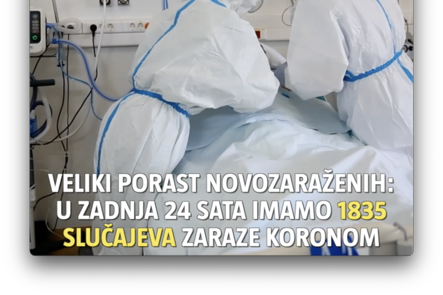 Drastičan rast novooboljelih: Zabilježeno je čak 1835 novih slučajeva, 7 osoba je preminulo