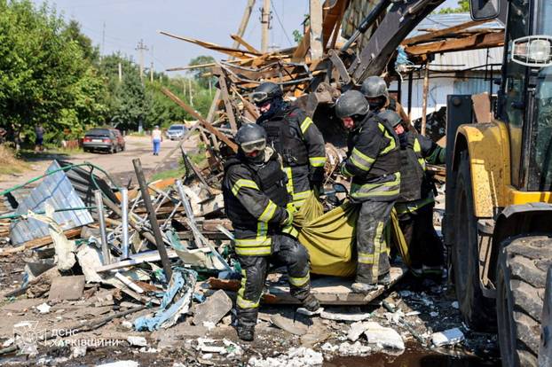 Aftermath of a Russian drone attack in Kharkiv region
