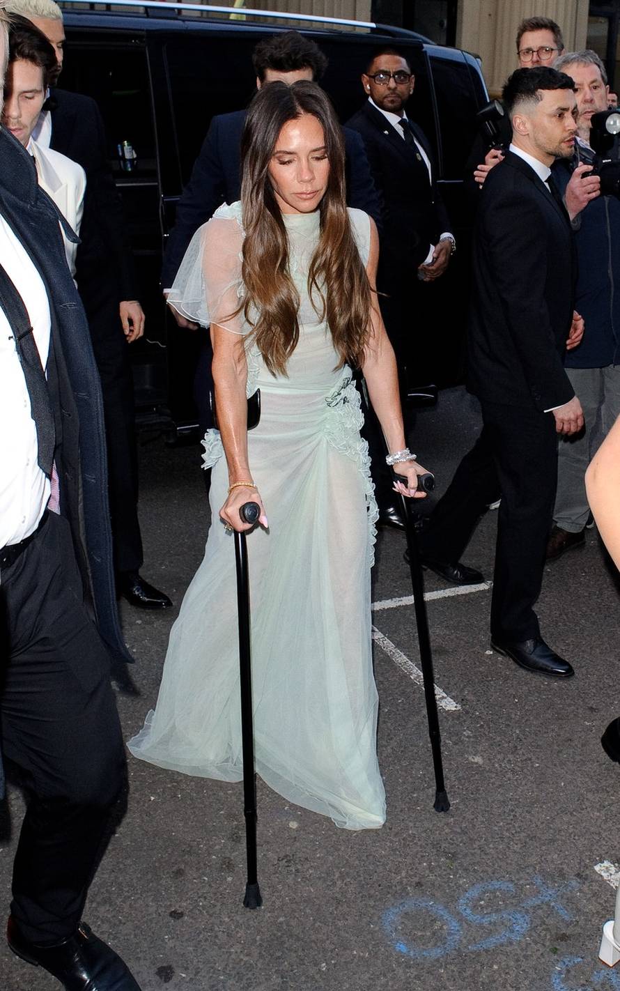 Victoria Beckham 50th birthday party arrivals at Oswald's private club in Mayfair