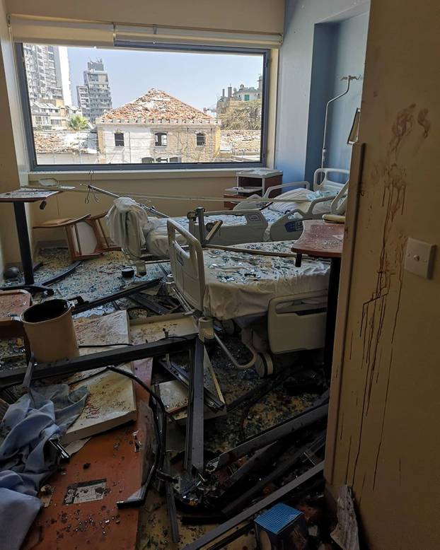 Social media image shows damage at the Saint George Hospital after a devastating port explosion in Beirut