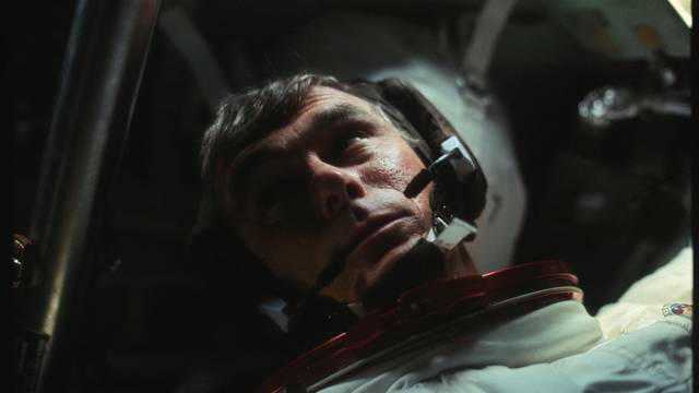 FILE PHOTO - Astronaut Gene Cernan is pictured in the Command Module during the outbound trip from the moon during the Apollo 17 missionin this NASA handout photo
