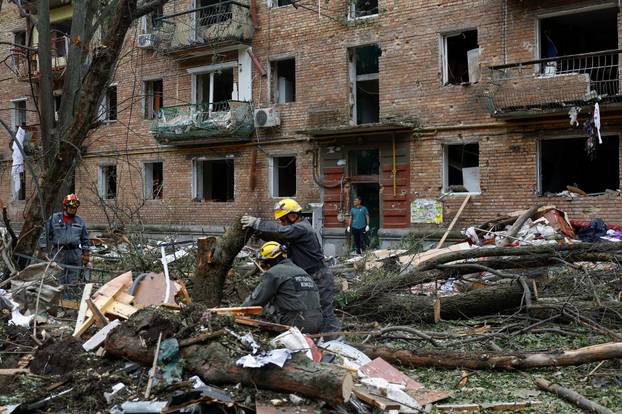 Aftermath of Russian missile and drone attack in Kyiv