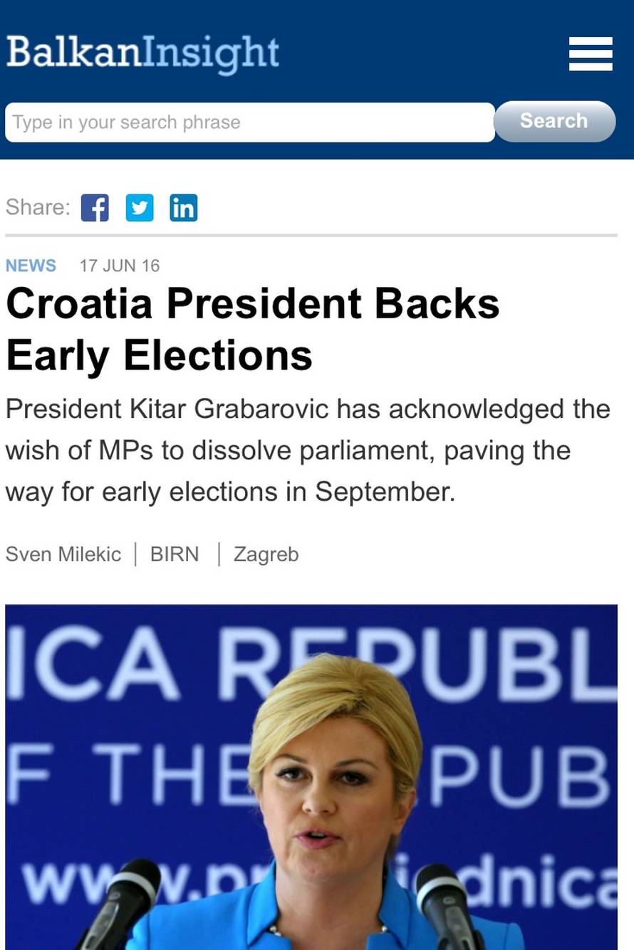 Veliki tipfeler: Preimenovali  Kolindu u - Kitar Grabarović