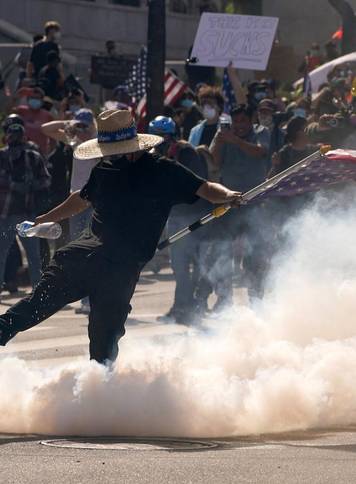 Protest against federal immigration sweeps, in Los Angeles