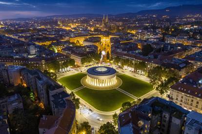 Zagreb: Hrvatsko društvo likovnih umjetnika snimljeno iz zraka