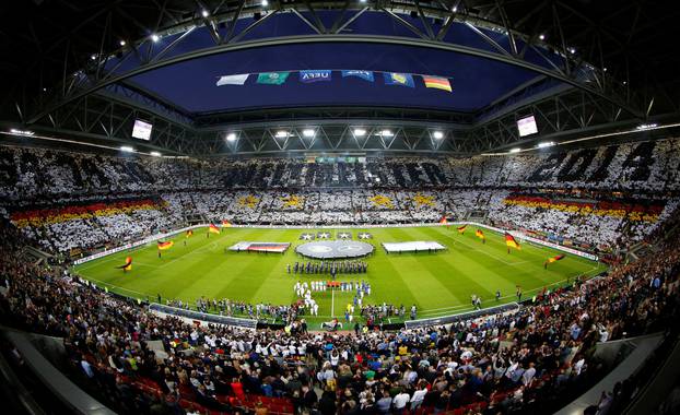 FILE PHOTO: A general view of the stadium before a friendly soccer match between Germany and Argentina in Duesseldorf