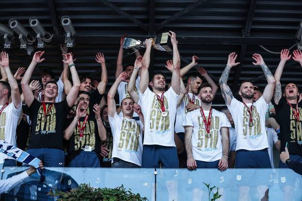 HNK Rijeka players, Croatian champions, raised their cup