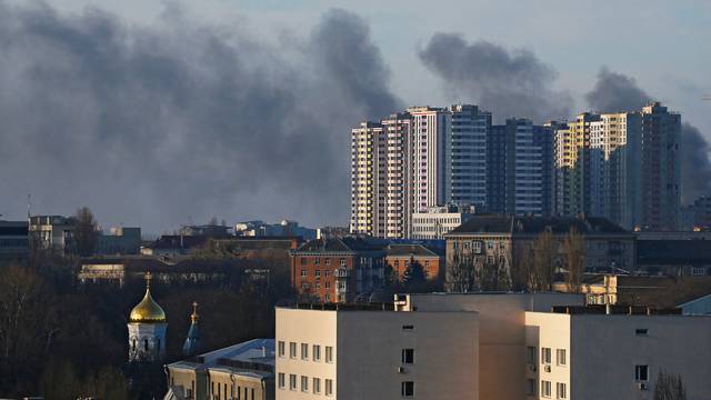 Smoke rises after recent shelling in Kyiv