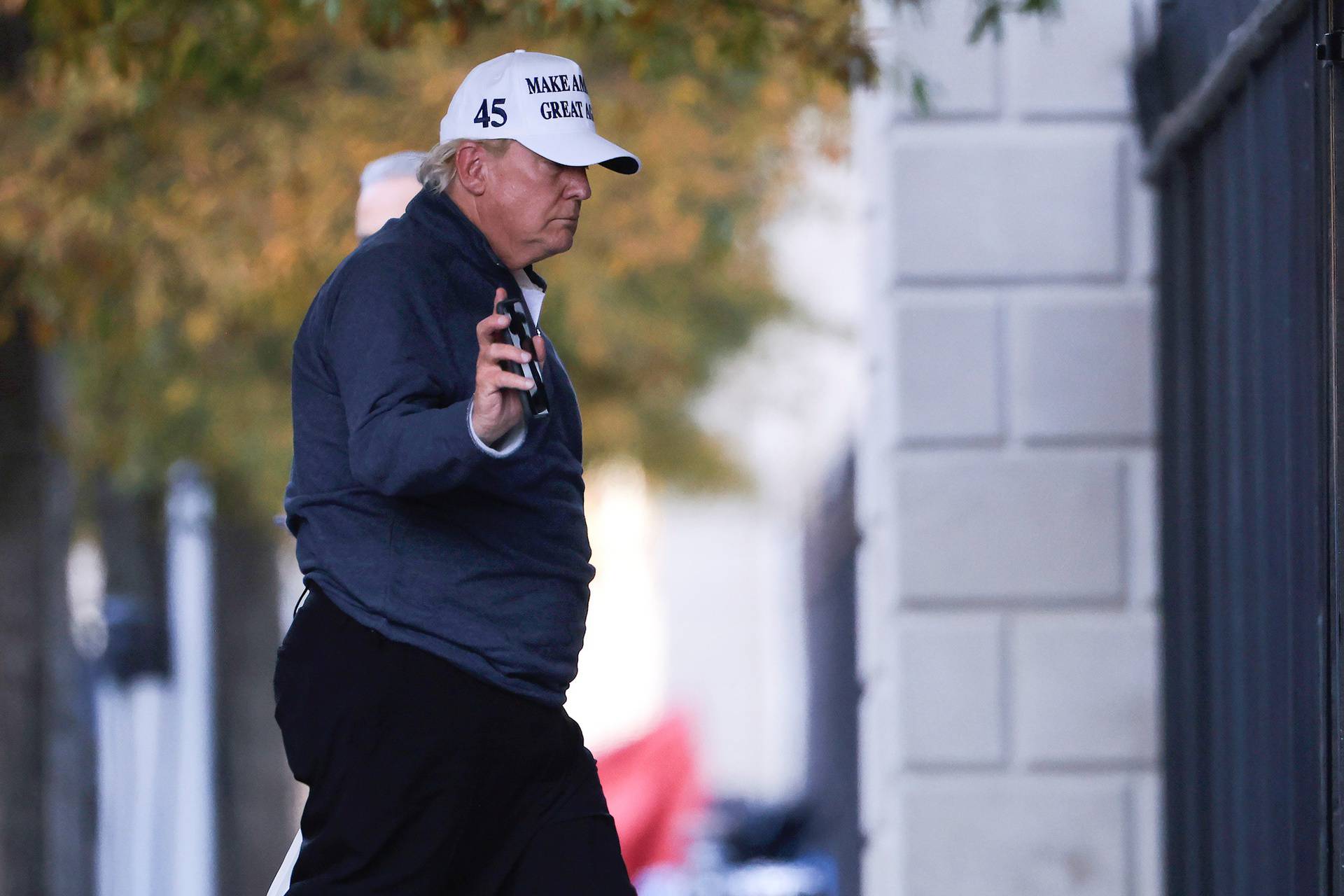 U.S President Donald Trump returns to the White House after news media declared Democratic U.S. presidential nominee Joe Biden to be the winner of the 2020 U.S. presidential election, in Washington