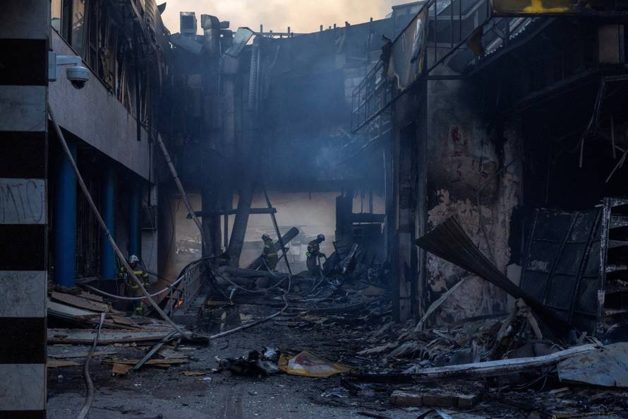 Aftermath of an overnight Russian missile and drone strike, in Kyiv