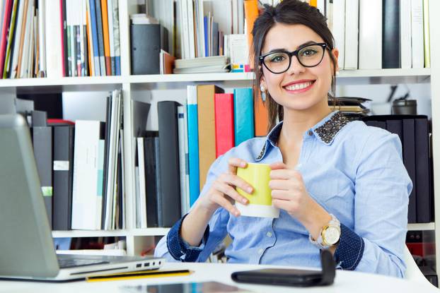 young architect woman working at office