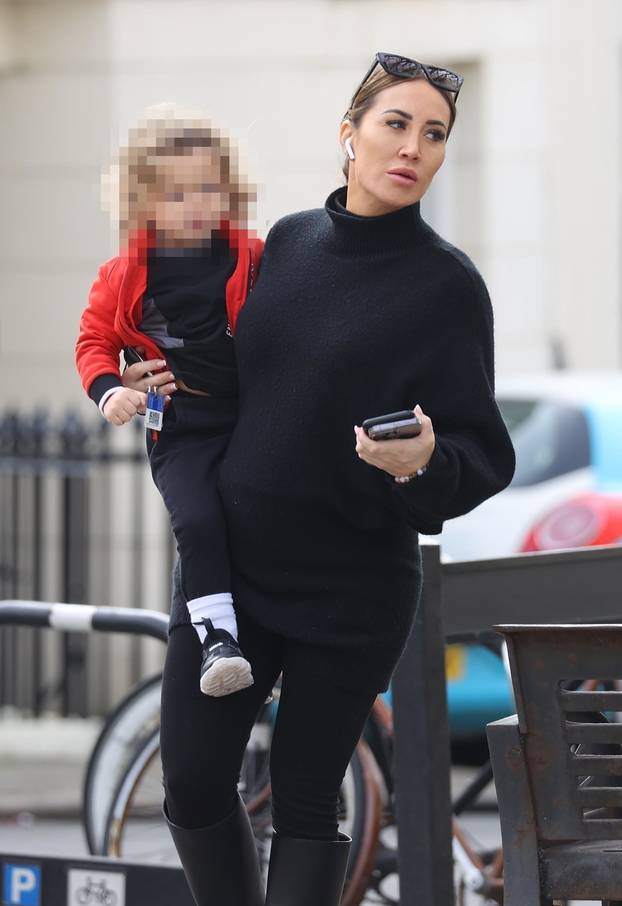 *EXCLUSIVE* Kyle Walker's pregnant ex Lauryn Goodman is seen out in Hove with her young son Kairo Walker, who she shares with Manchester City & England football star.