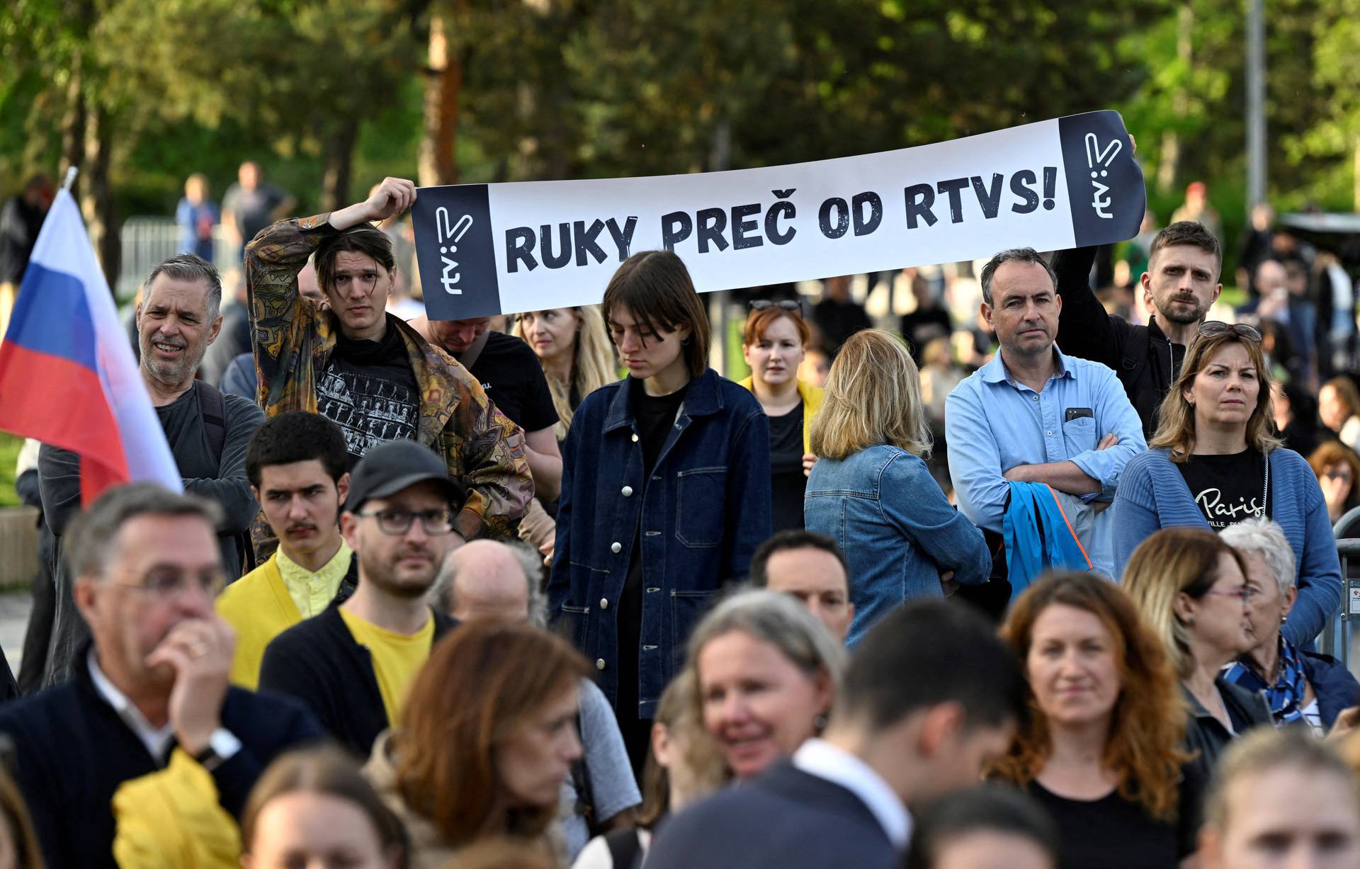 Protest against government changes at public broadcaster RTVS in Bratislava