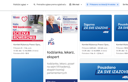 Google o oglasima HDZ-a: 'Bila je tehnička pogreška, oglase ne plaća Pravo i Pravda iz Poljske'