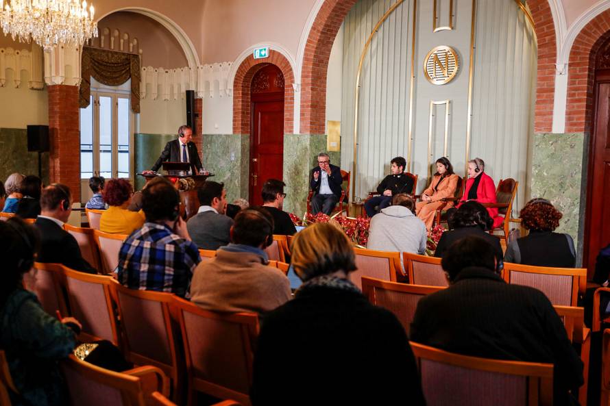 Press conference with the husband and children of this year's winner of the Nobel Peace Prize