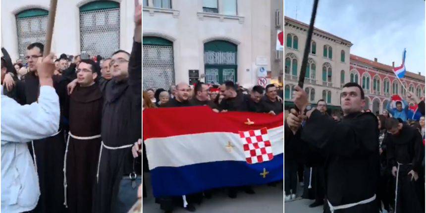 Dernek u Splitu: Fratri mahali zastavama i pjevali 'Bili cvitak'
