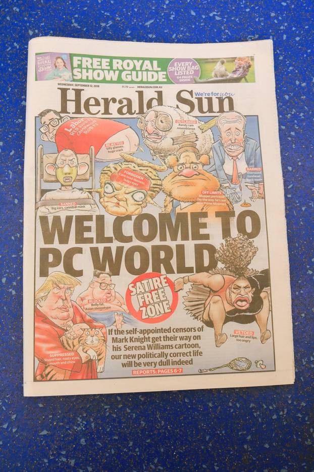 Herald Sun Responds to Serena Williams Cartoon, Adelaide, Australia - 12 Sep 2018