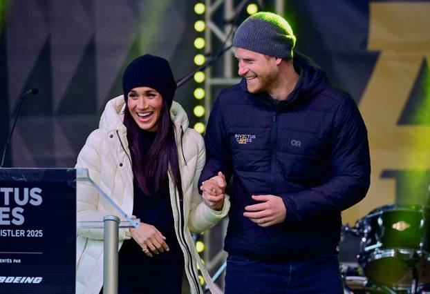 Britain’s Prince Harry and Meghan, Duchess of Sussex attend the Whistler Welcome Celebration during the Invictus Games
