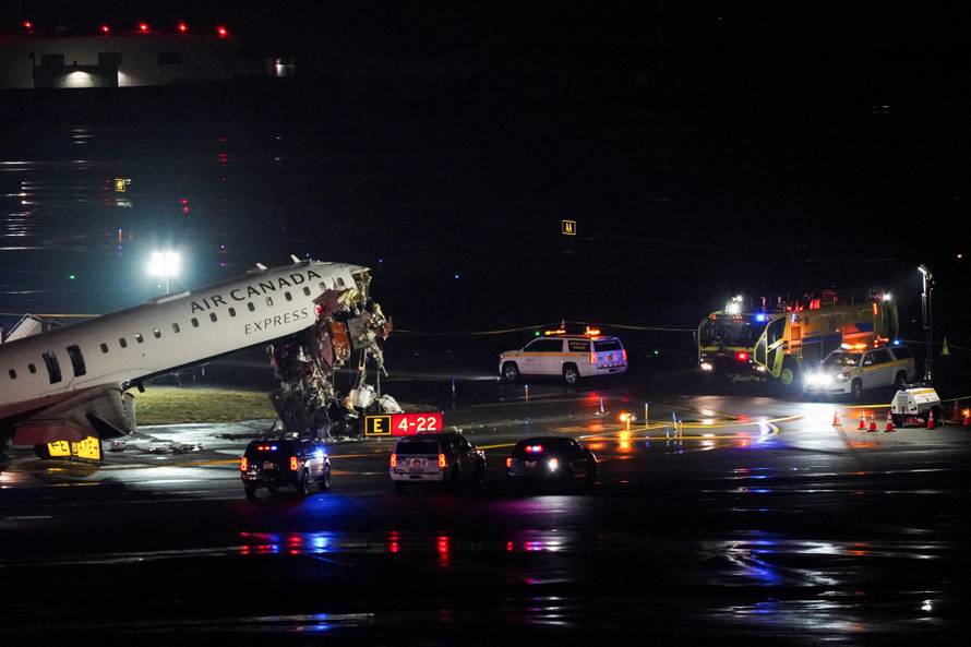 Air Canada Express jet collides with a ground vehicle at LaGuardia airport