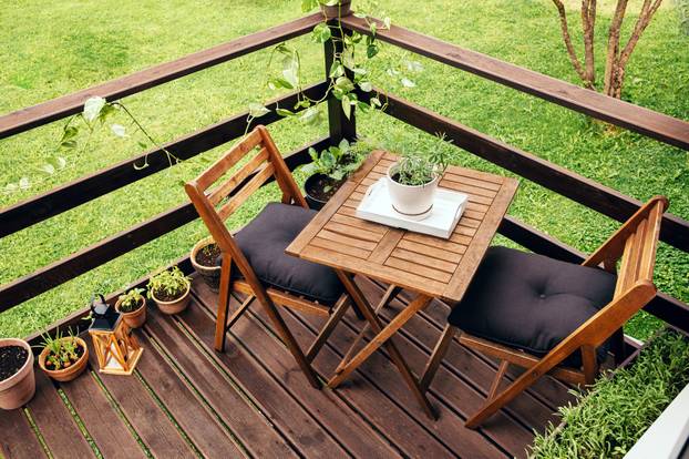 Small,Wood,Board,Balcony,With,Wooden,Two,Person,Garden,Furniture
