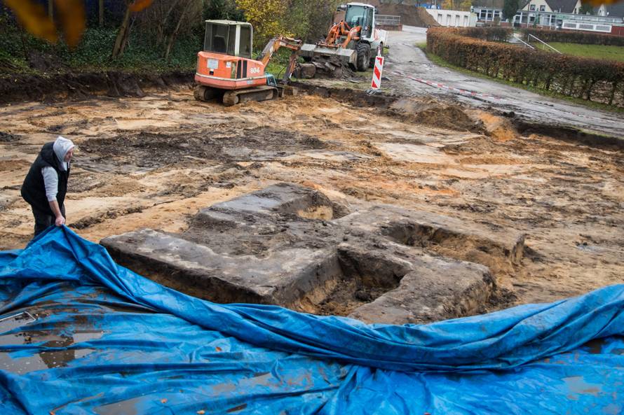 Concrete Swastika digged out at sports ground