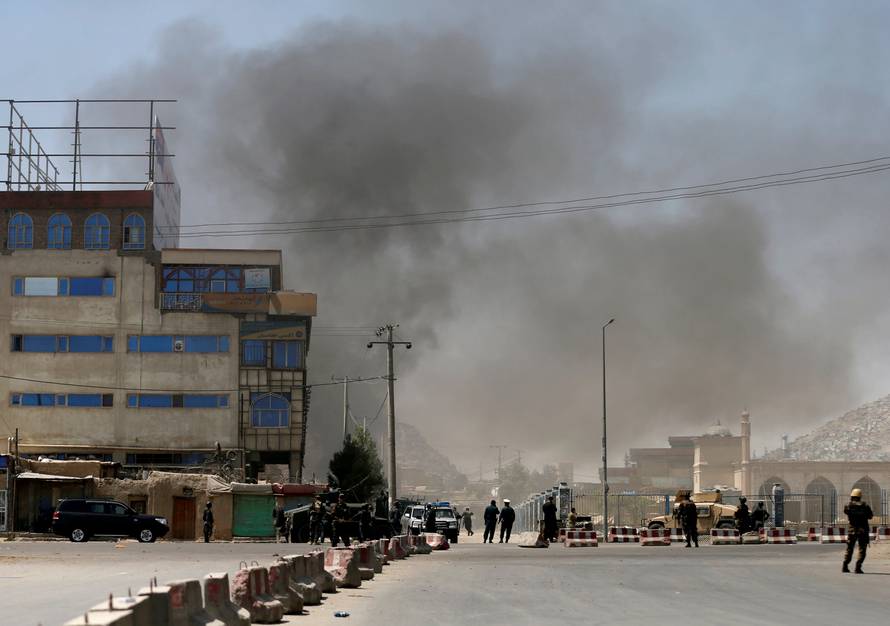 Smoke rises from the site of an attack in Kabul