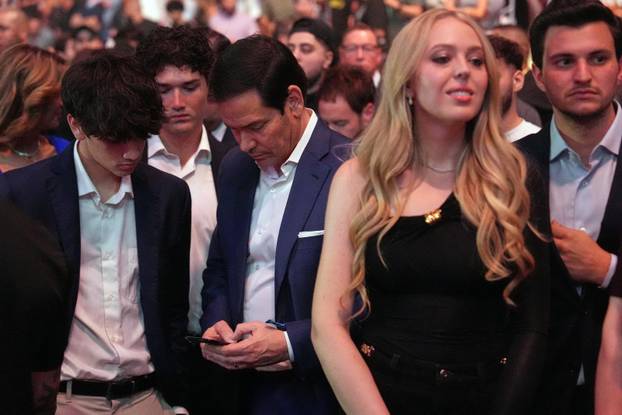 U.S. President Donald Trump attends UFC 327 at Kaseya Center