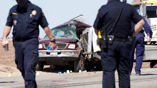 Collision between a sport utility vehicle (SUV) and a tractor trailer truck near Holtville