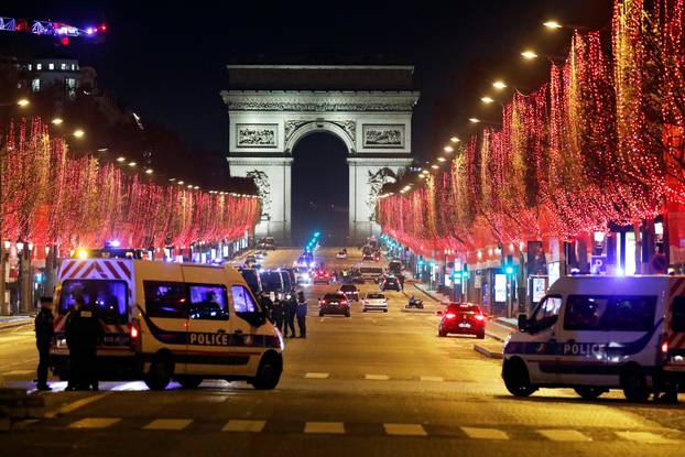 Empty Champs Elysees since gatherings have been banned due to Covid-19 restrictions