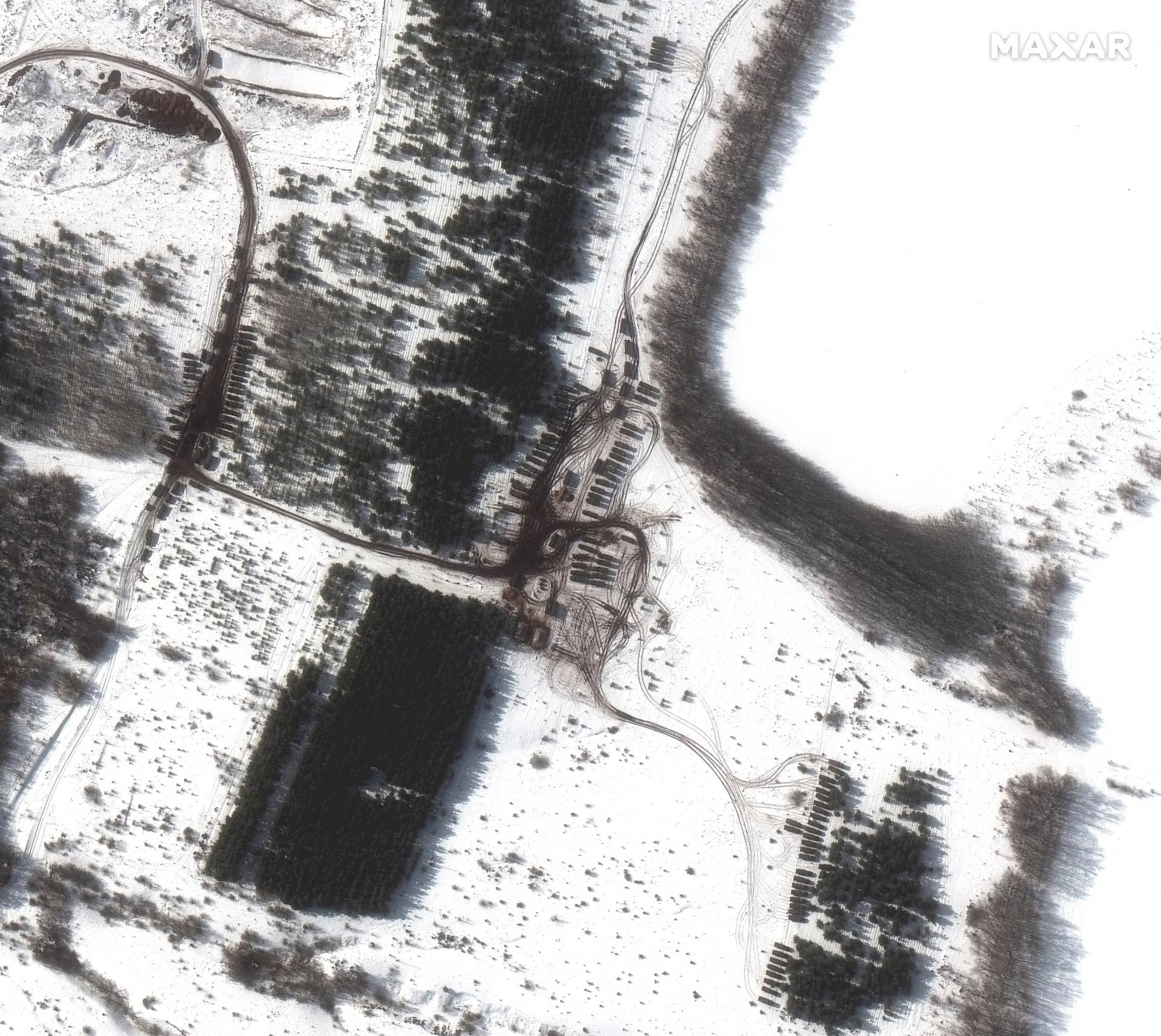 A satellite image shows an overview of a new deployment, east of Valuyki
