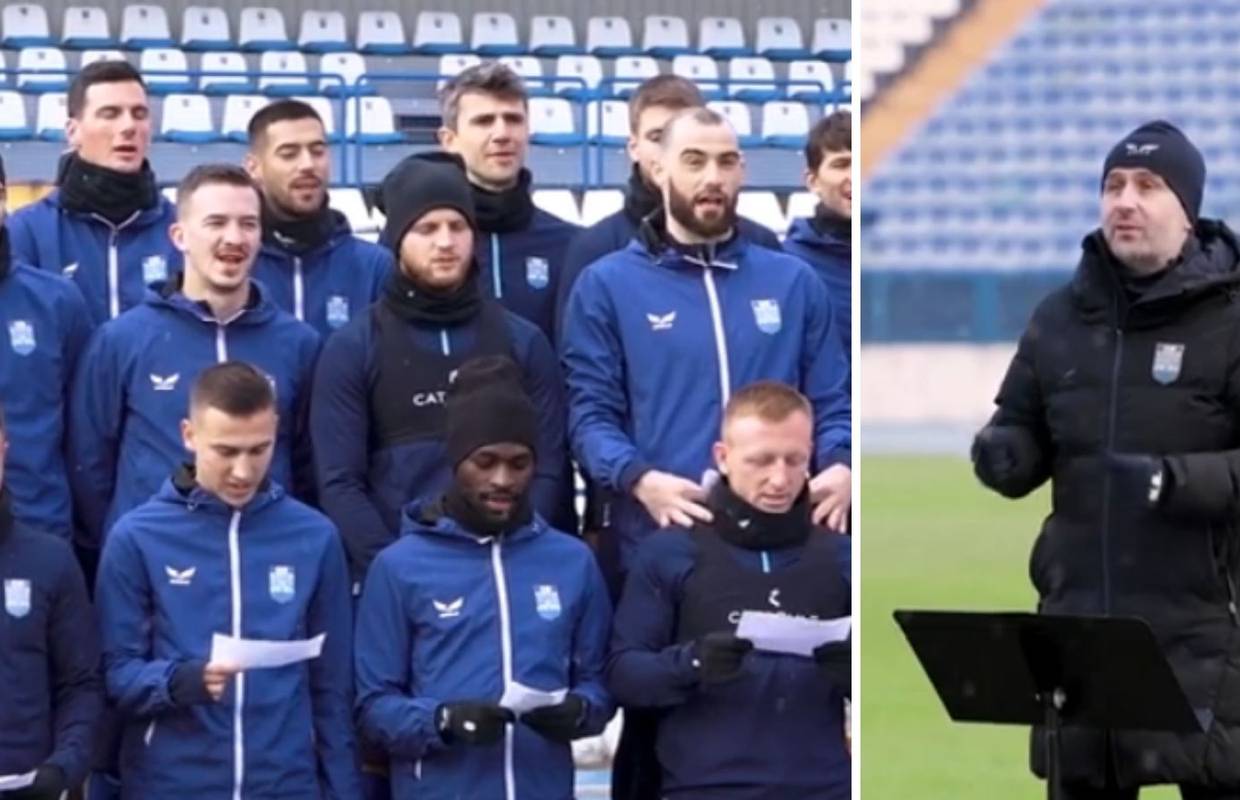 Bjelica dirigirao, igrači Osijeka pjevali, a navijač se pita: Kad će ona kako je Bočkaj ukrao Božić?