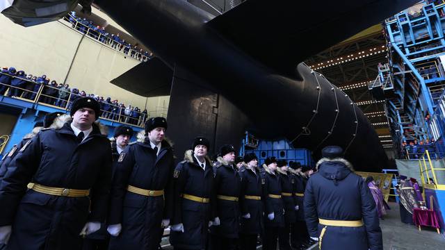 Kazan nuclear-powered attack submarine launches in Severodvinsk