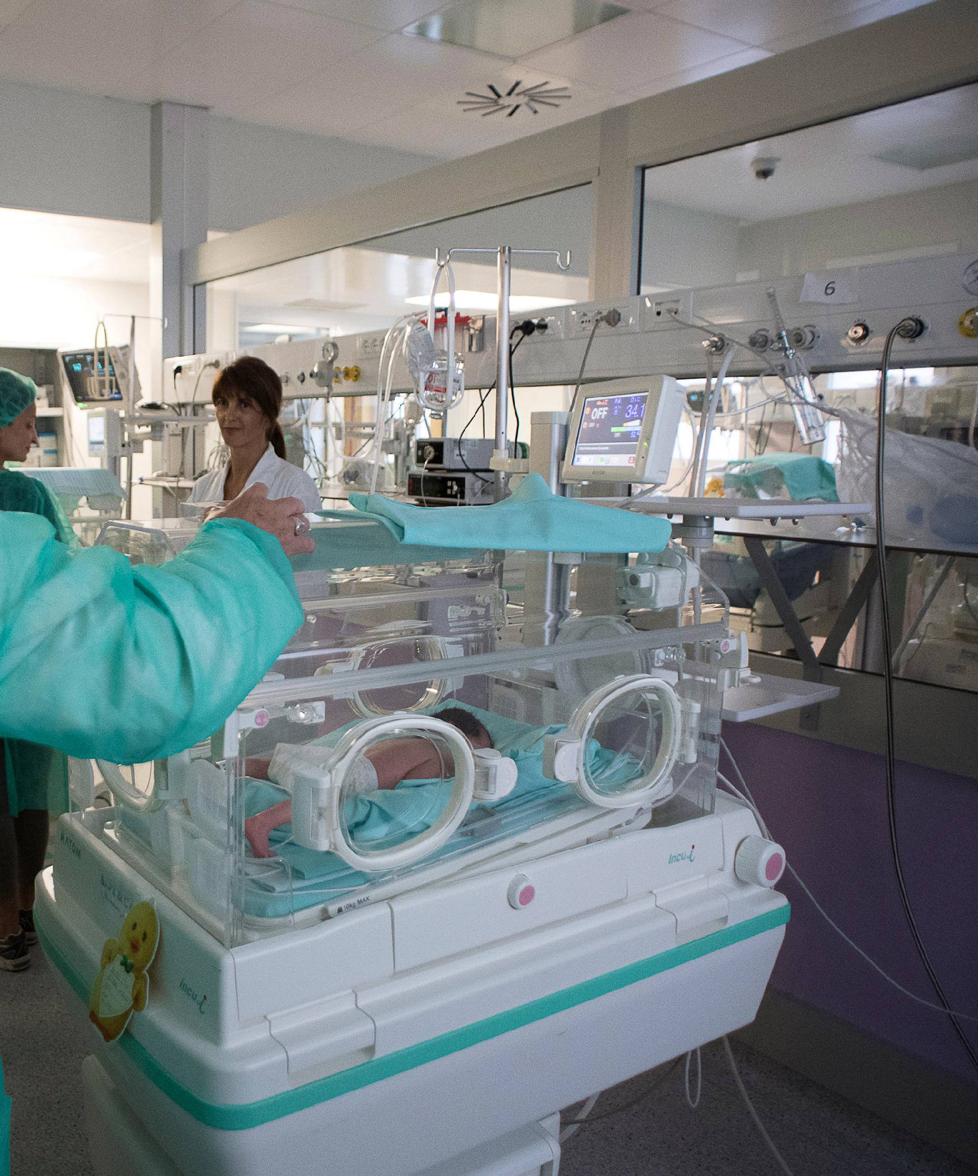 Pope Francis visits the intensive care nursery at the San Giovanni hospital in Rome