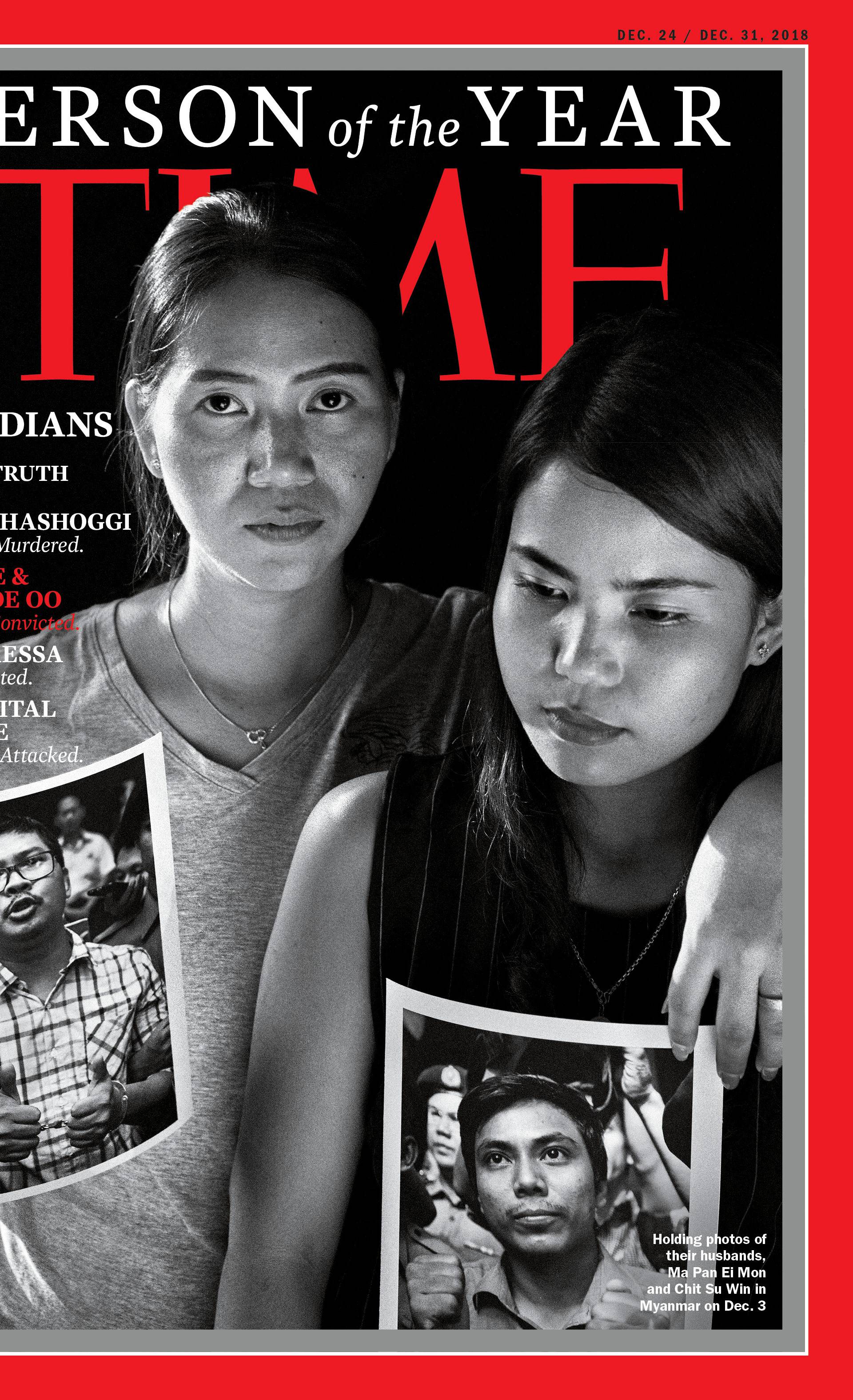 TIME's Person of the Year 2018 cover which named journalists, including a slain Saudi Arabian writer and a pair of Reuters journalists imprisoned by Myanmar's government, as its "Person of the Year