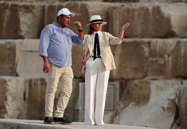 U.S. first lady Melania Trump visits the Pyramids in Cairo