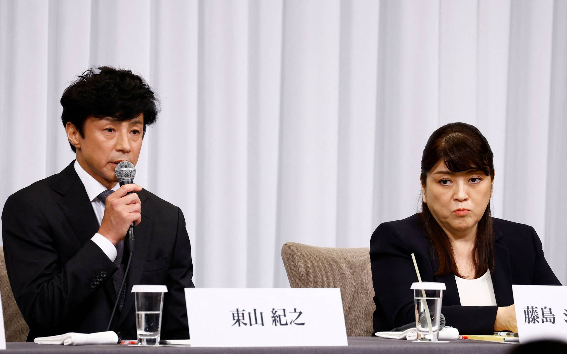 Japan's talent agency Johnny & Associates chief Julie K. Fujishima attends a press conference in Tokyo