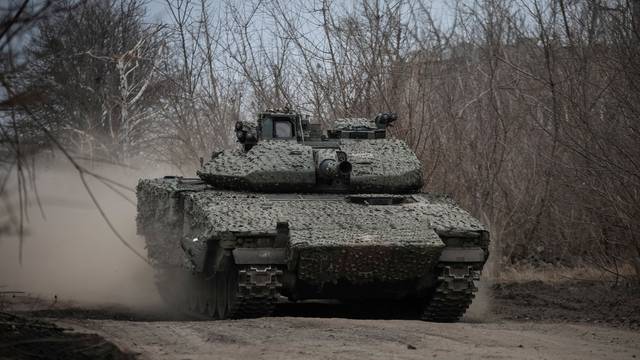 FILE PHOTO: A Ukrainian CV-90 infantry fighting vehicle is driven near the frontline town of Chasiv Yar