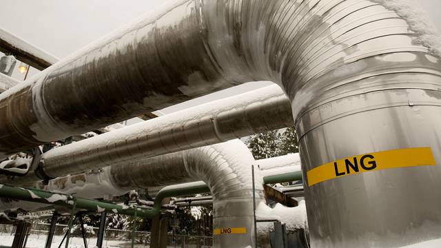 FILE PHOTO: Snow covered transfer lines are seen at the Dominion Cove Point Liquefied Natural Gas terminal in Maryland