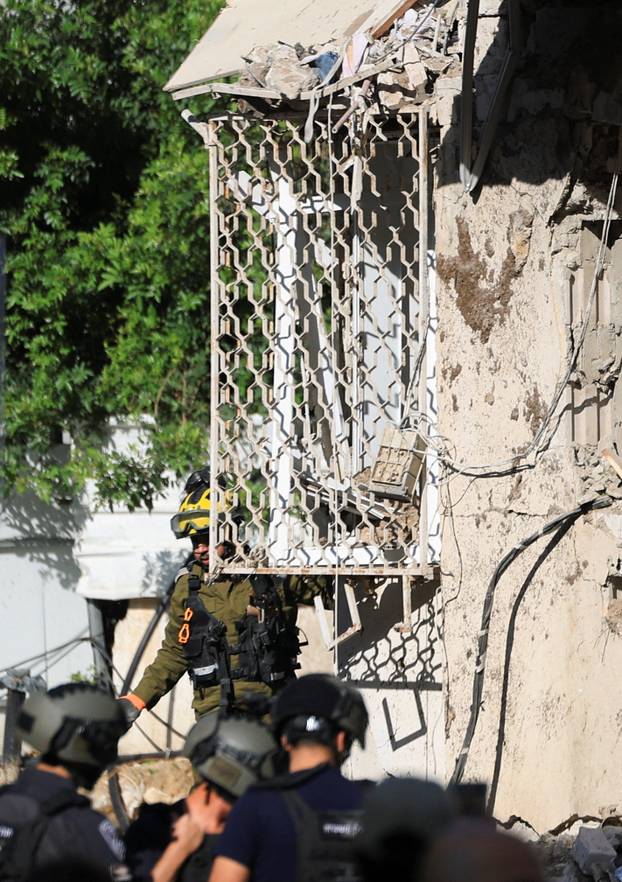 Aftermath of Iranian missile barrages in central Israel