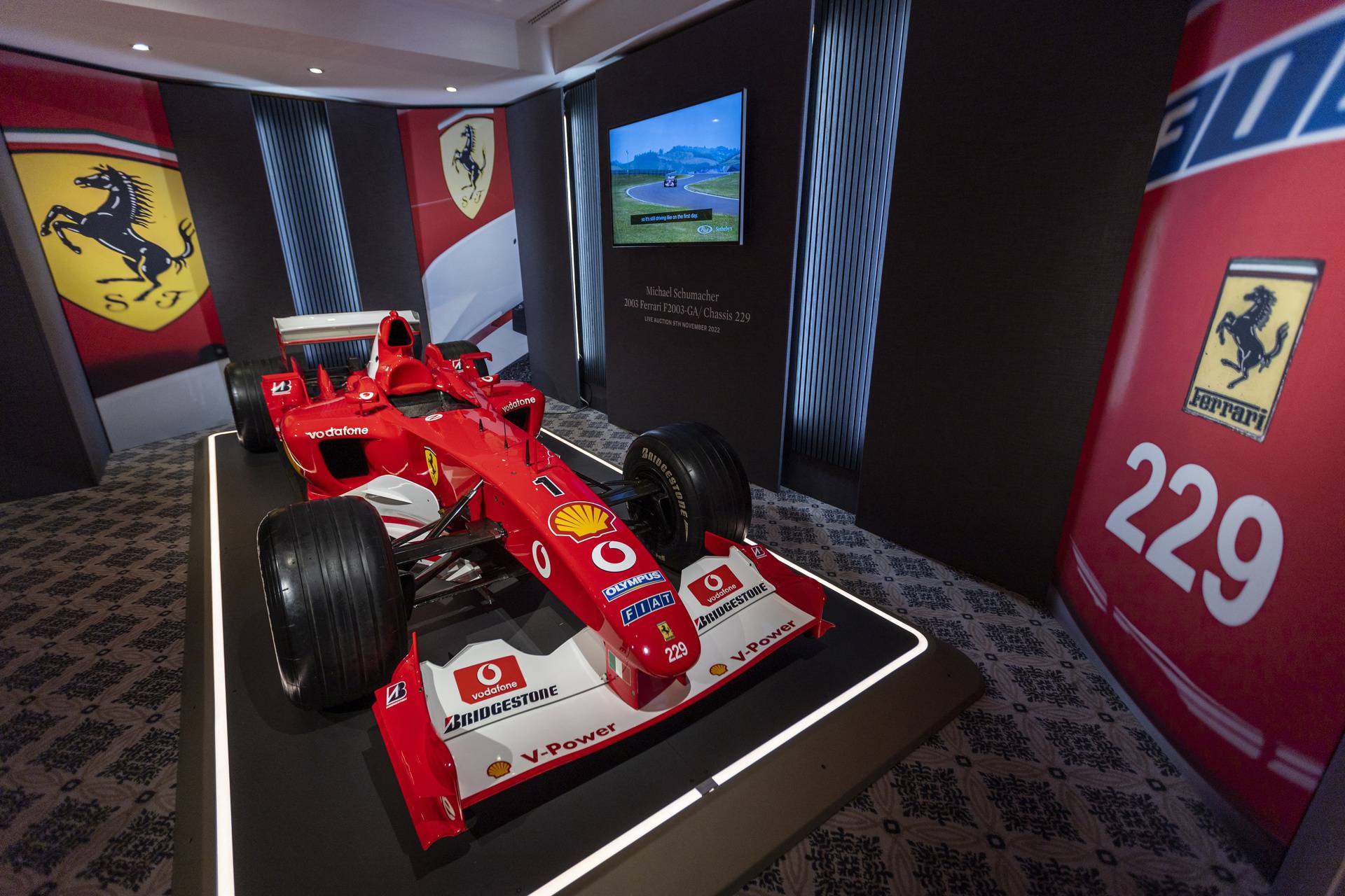 Schumacher F1 Ferrari preview at Sotheby's in Geneva