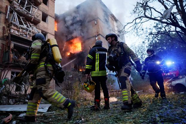 Aftermath of Russian drone and missile attacks in Kyiv