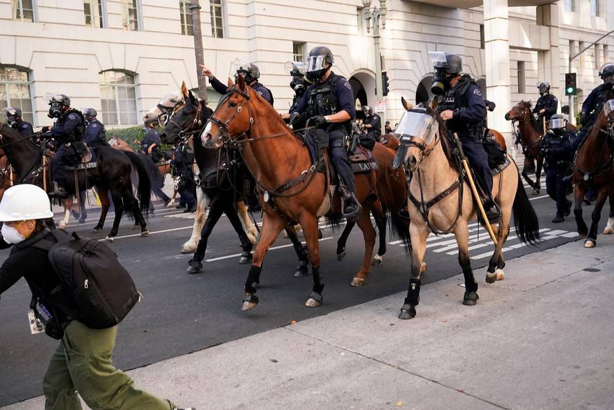 Protest against federal immigration sweeps, in Los Angeles