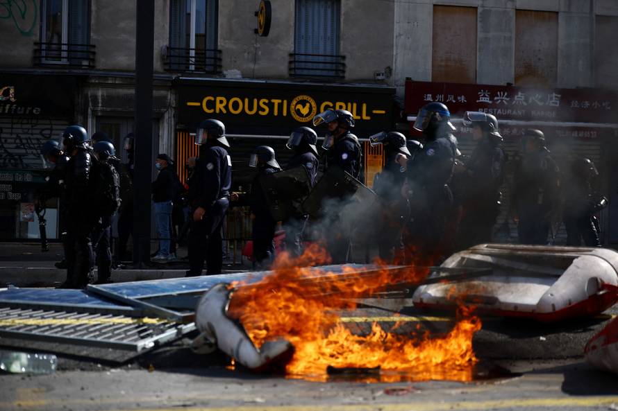 French high school students protest in France