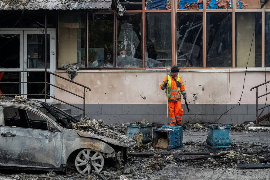 Aftermath of Russian drone and missile attack in Brovary, outside of Kyiv