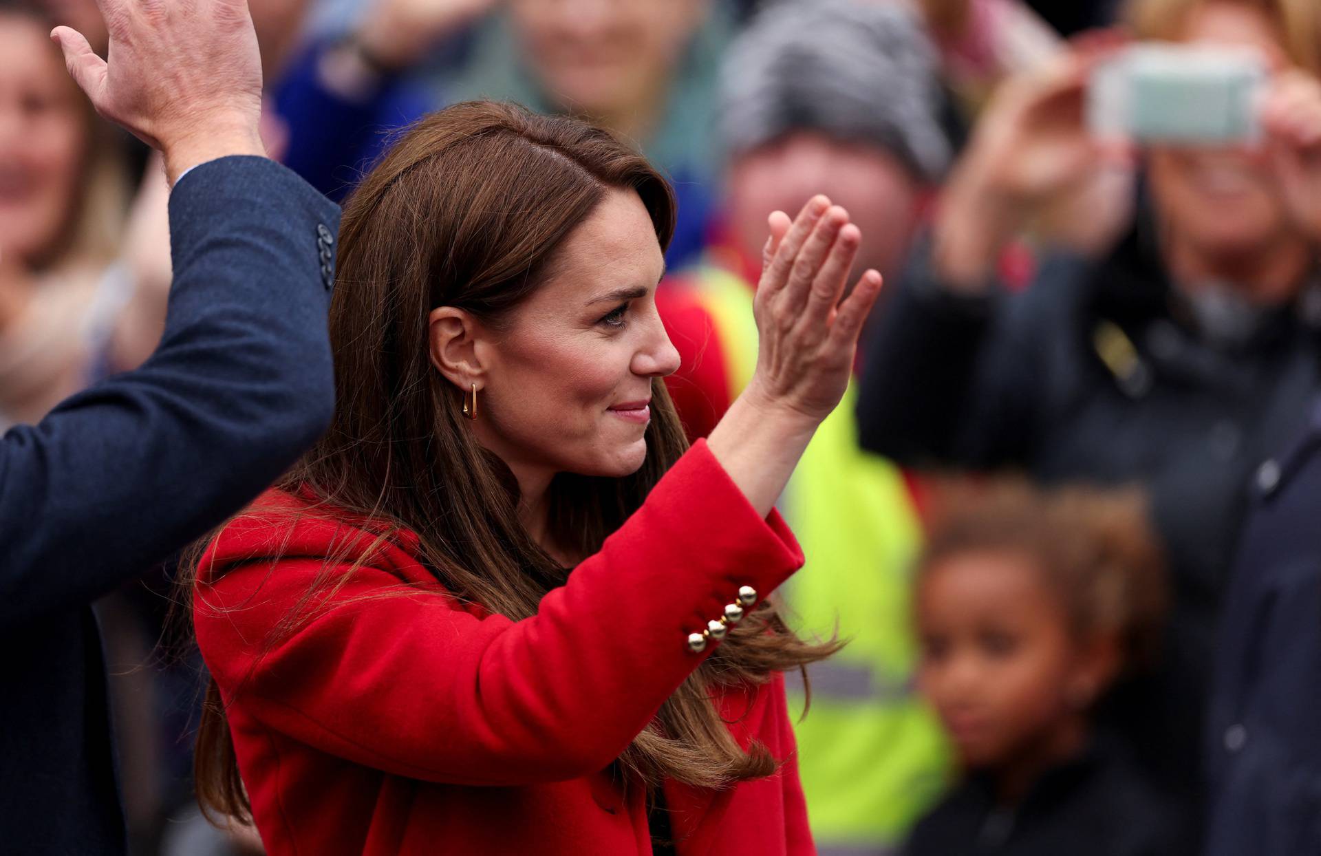 Britain's Prince William, Prince of Wales, and Catherine, Princess of Wales, visit St Thomas Church in Swansea