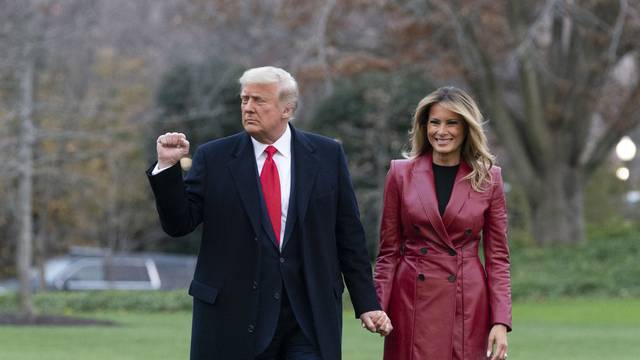 United States President Donald J. Trump and First lady Melania Trump depart the White House