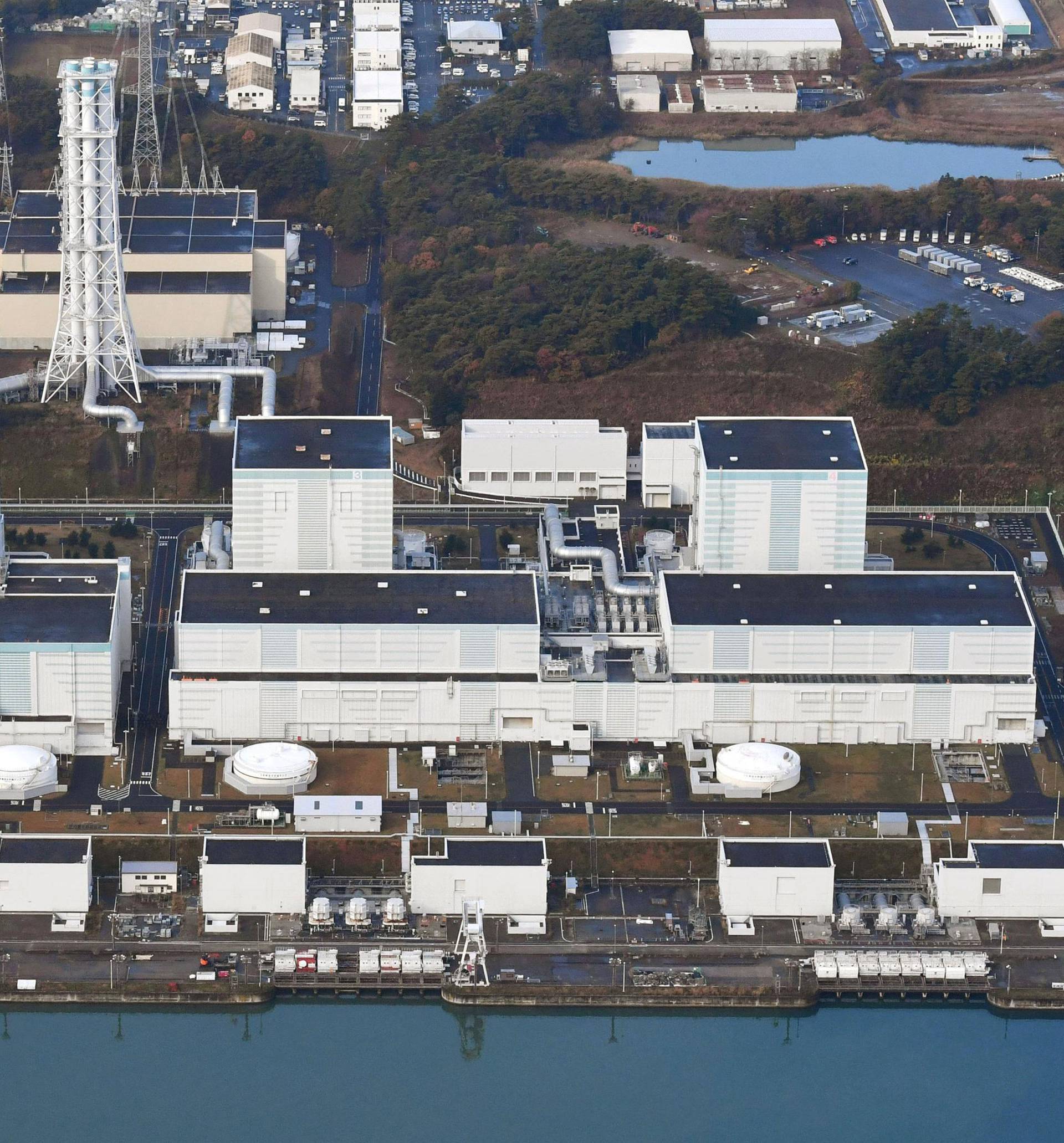 An aerial view shows Tokyo Electric Power Co.'s Fukushima Daini nuclear power plant in Naraha town, Fukushima prefecture, Japan