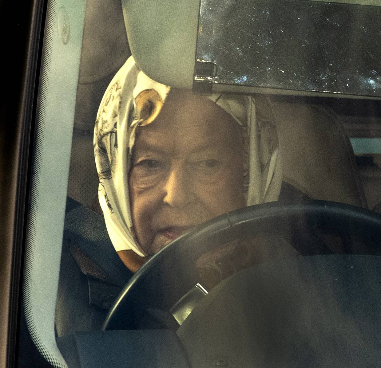 The Queen driving at Sandringham