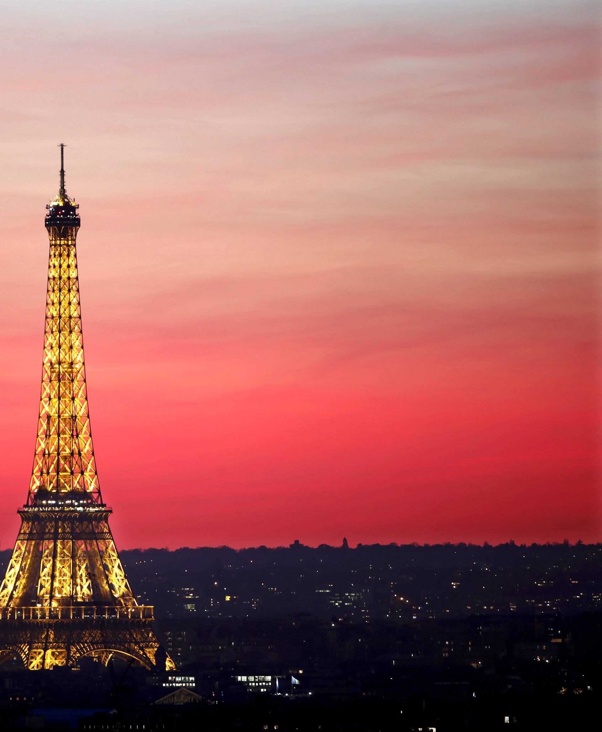 FILE PHOTO: The Eiffel Tower is seen at sunset in Paris